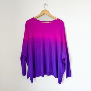 Kujten Jessy Dye Cashmere Round Neck Casual Pullover Sweater Purple One Size NWT